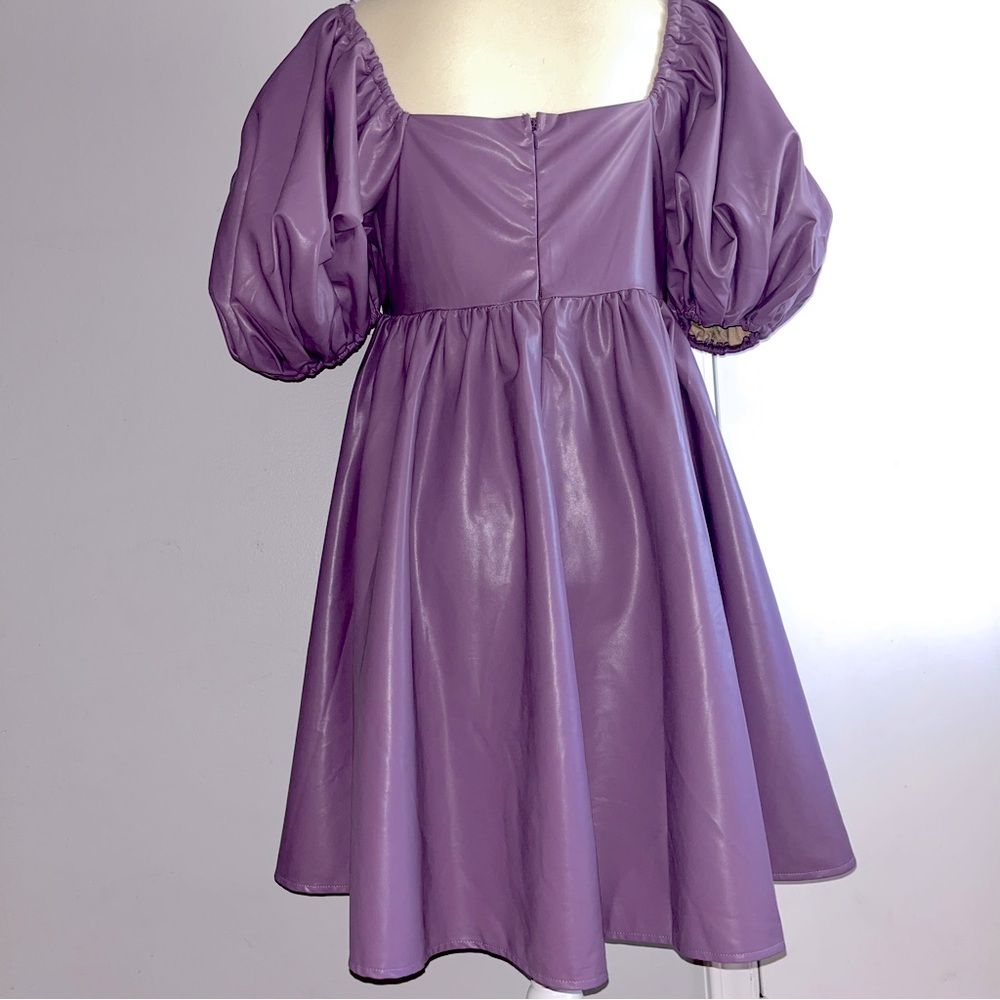 Dance & Marvel Presley Vegan Leather Puff Sleeve Babydoll Dress - Picture 8 of 15